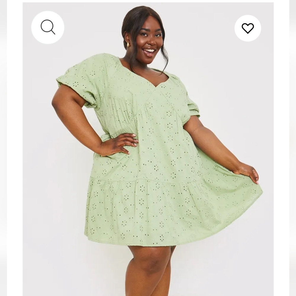 Broderie Tiered Puff Sleeve Mini Dress